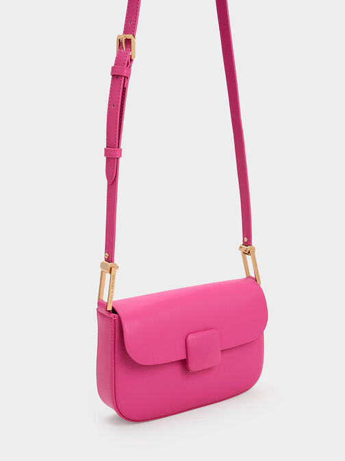 Koa Square Push-Lock Shoulder Bag, Fuchsia, hi-res