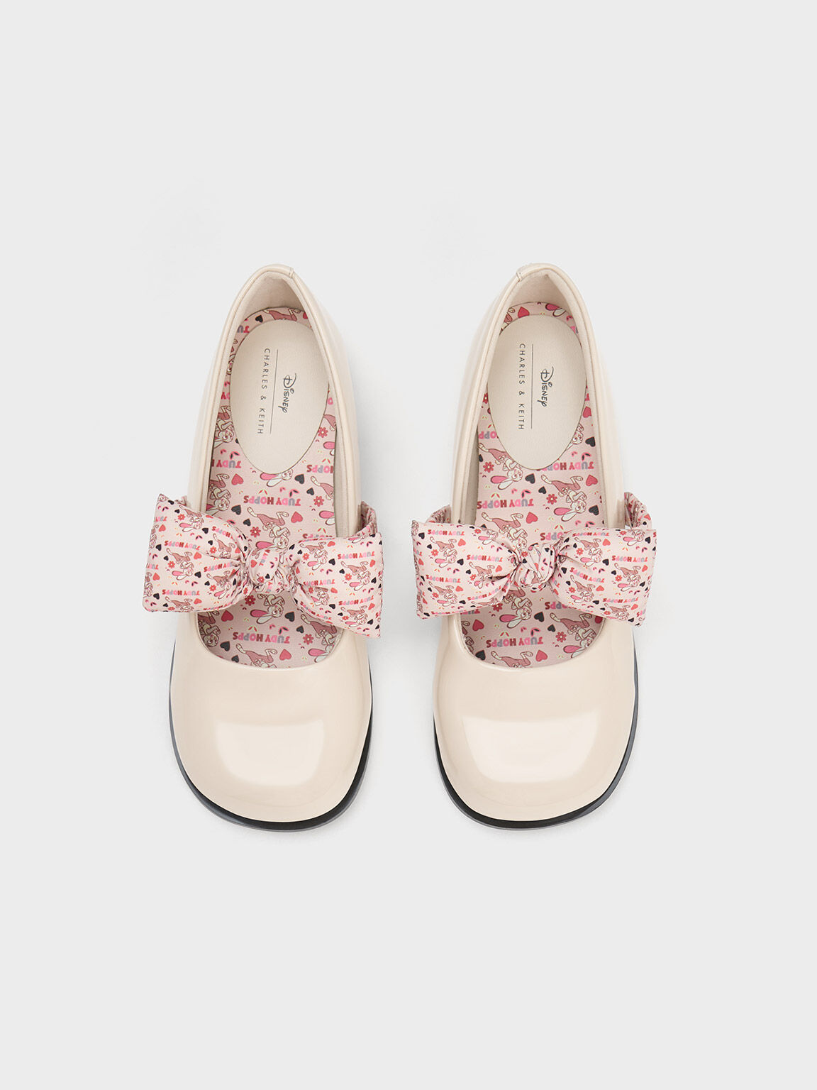 Girls' Judy Hopps Puffy Bow Ballerinas, Cream, hi-res