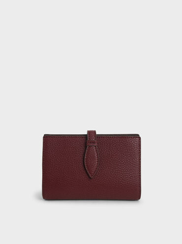 Snap Button Fold Wallet, Burgundy, hi-res