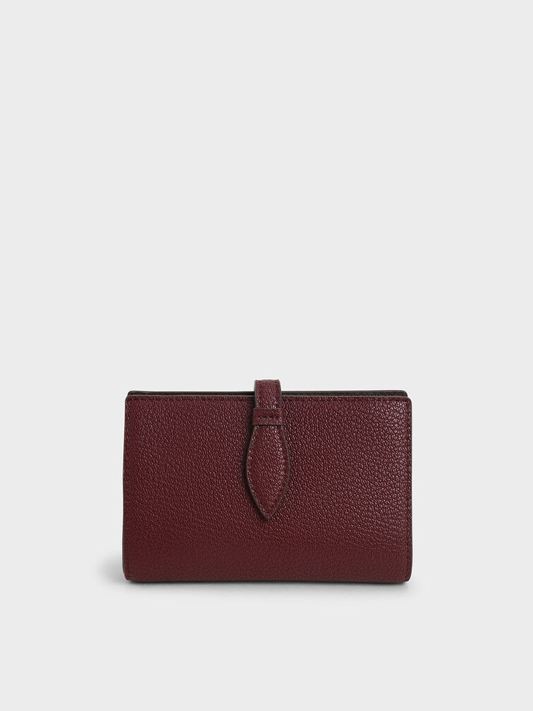 Snap Button Fold Wallet, Burgundy, hi-res