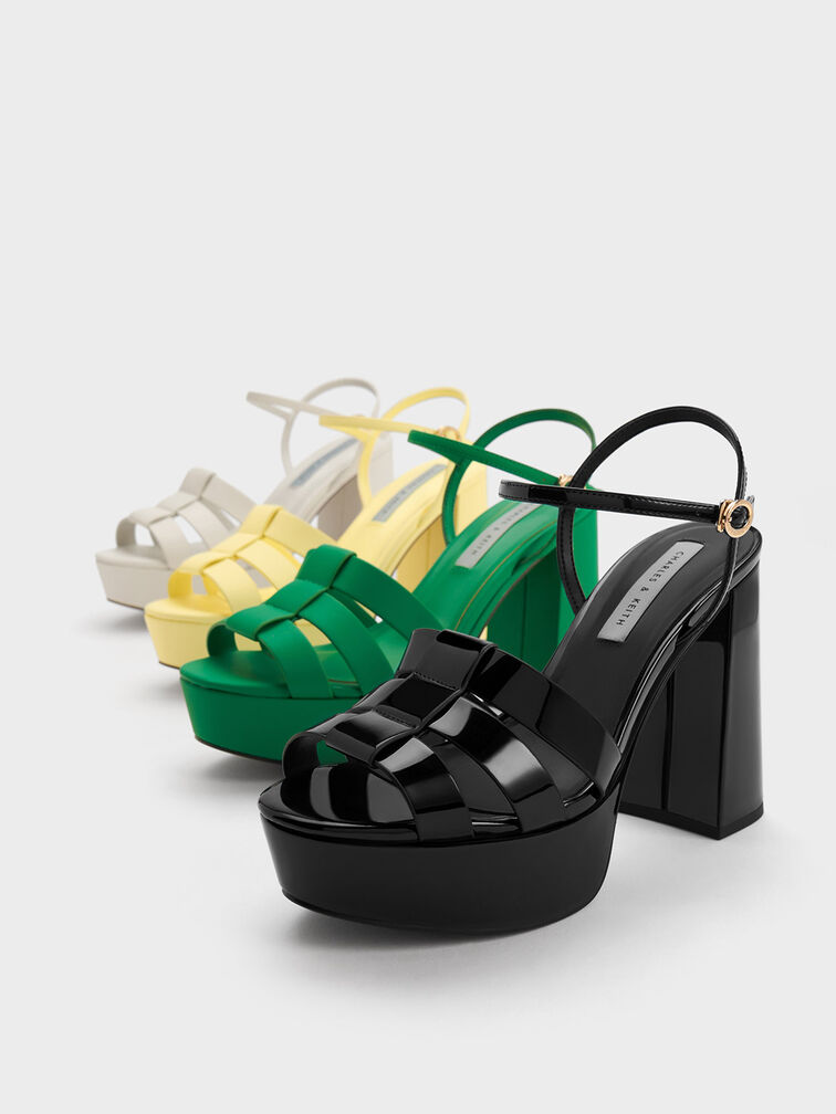 Gladiator Platform Sandals, Yellow, hi-res