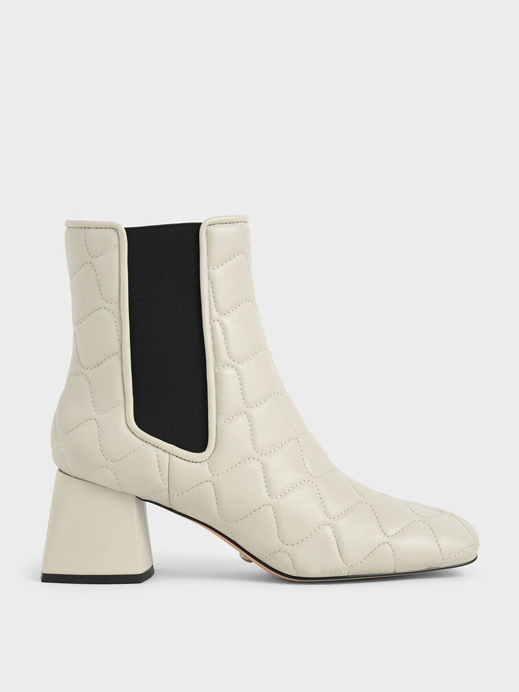 Quilted Leather Chelsea Boots, Chalk, hi-res