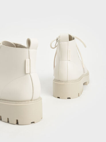 Commute Lace-Up Chunky Ankle Boots, Chalk, hi-res