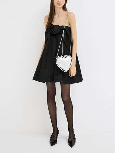 Metallic Heart Crossbody Bag, Silver, hi-res