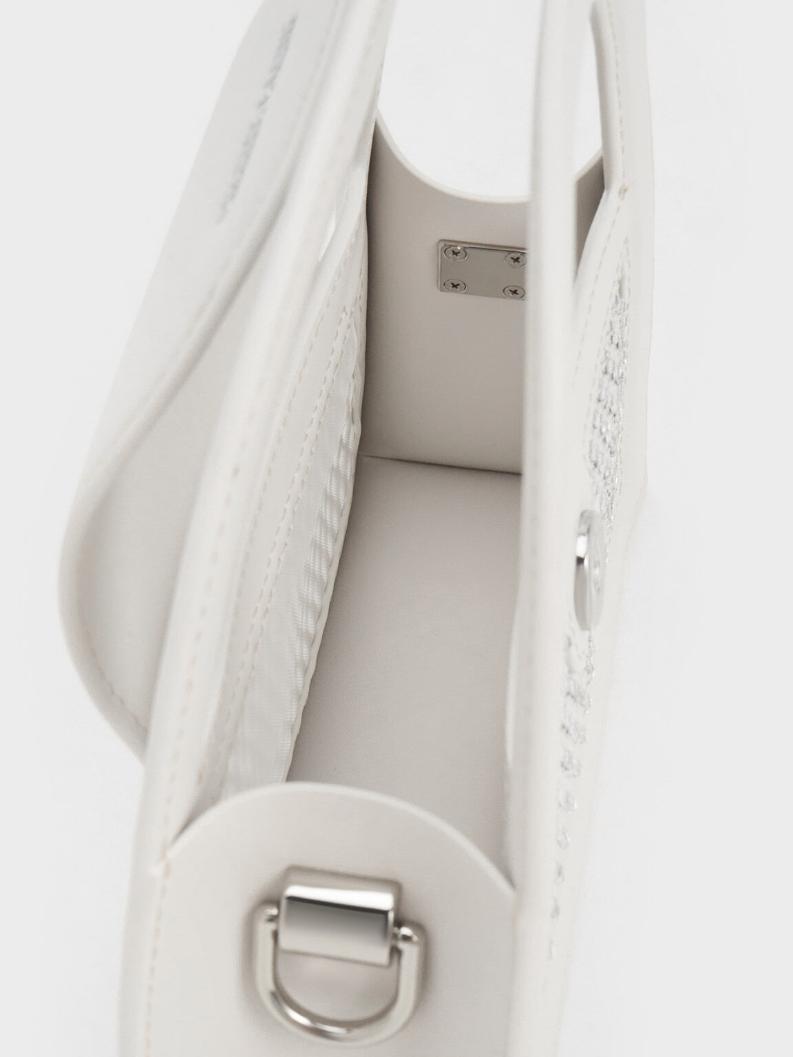 White Este Crystal Embellished Trapeze Bag CHARLES KEITH SG