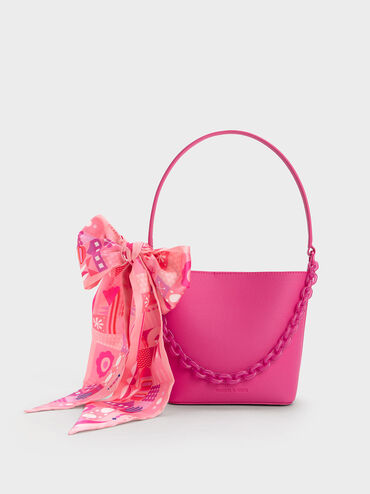 Alcott Scarf Bucket Bag, Fuchsia, hi-res