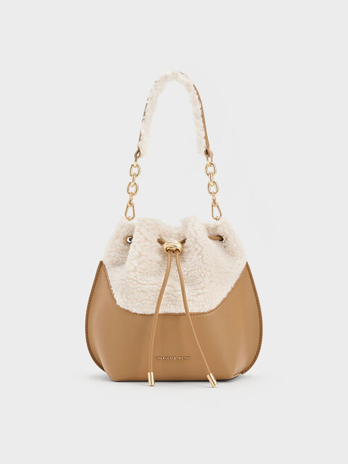 Bolso bombonera Cassipeia de pelo, Camel, hi-res