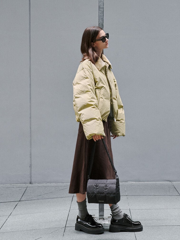 Errya 輕量尼龍斜背包, 極致黑, hi-res