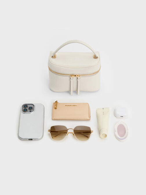 Pansy Croc-Effect Vanity Bag, Cream, hi-res