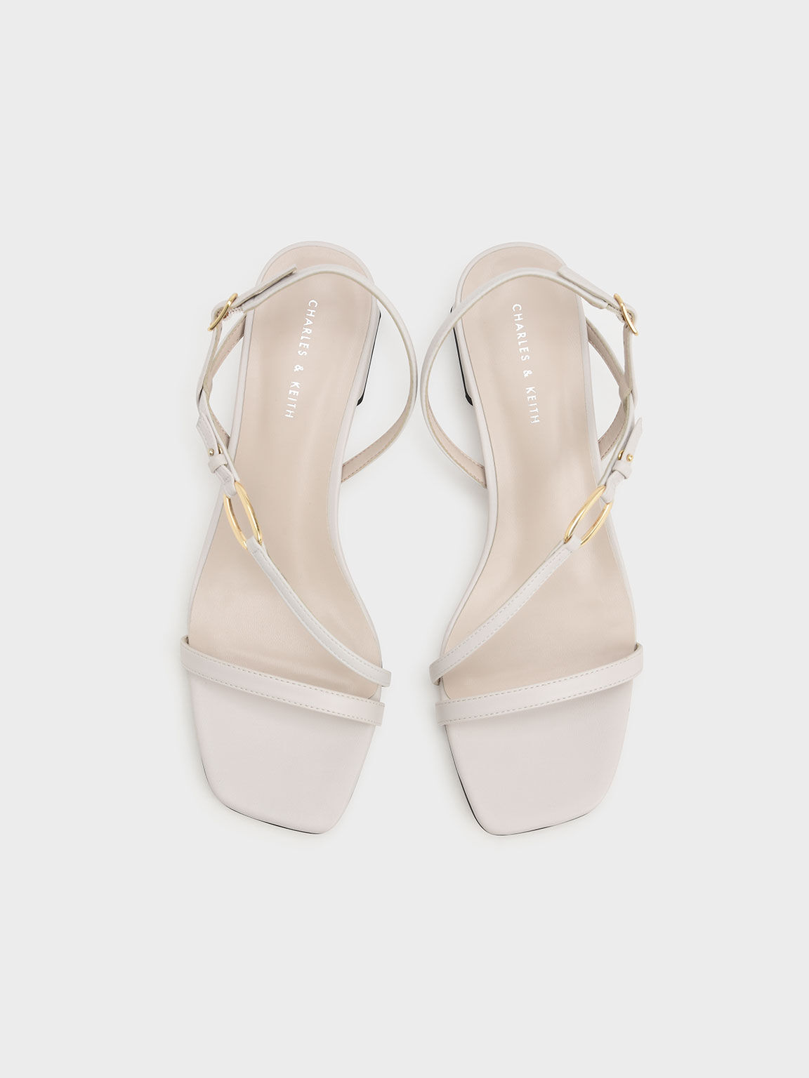 Metallic Accent Strappy Block Heel Sandals, White, hi-res