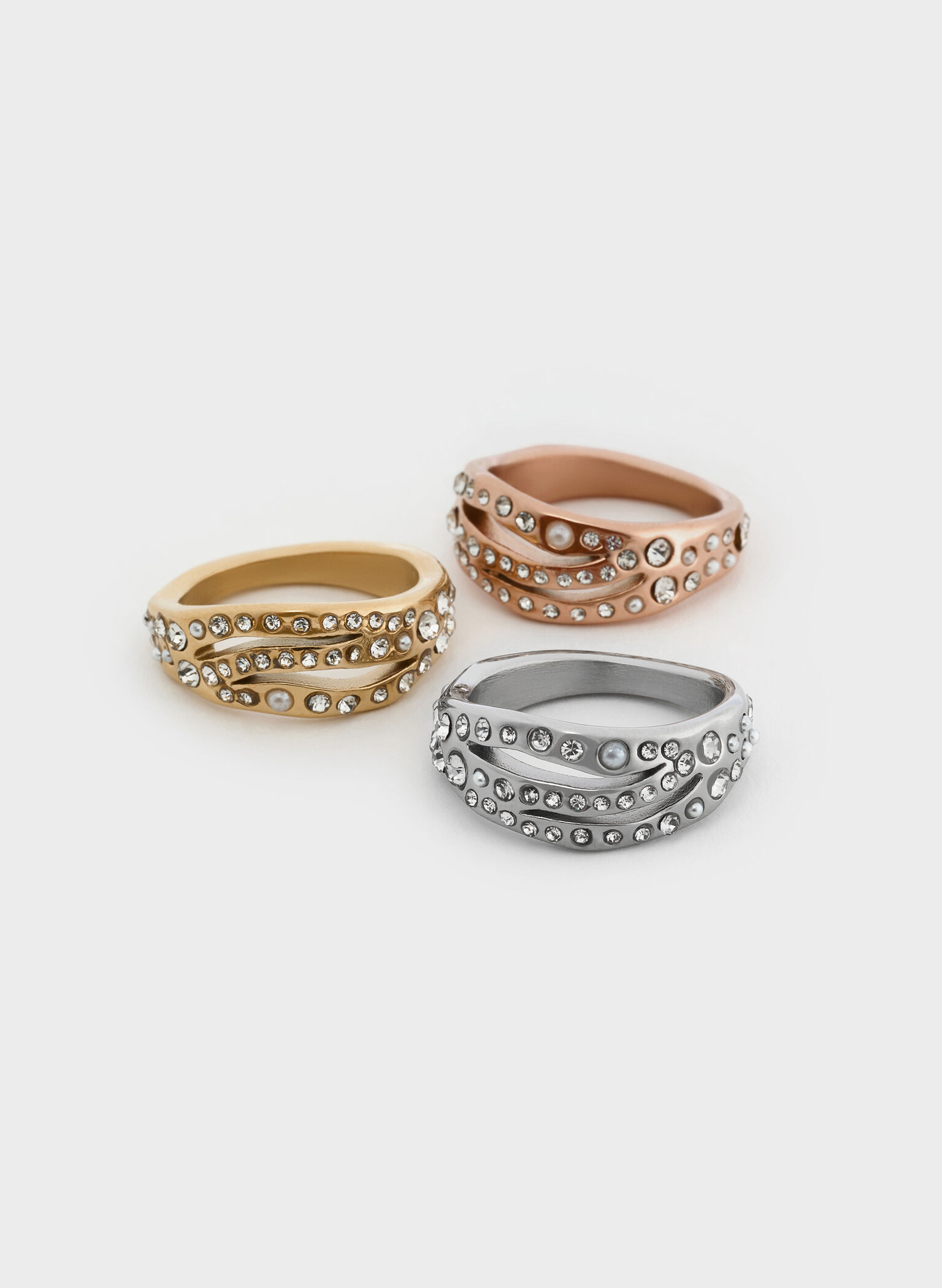 Aine Crystal Sculptural Ring, Rose Gold, hi-res