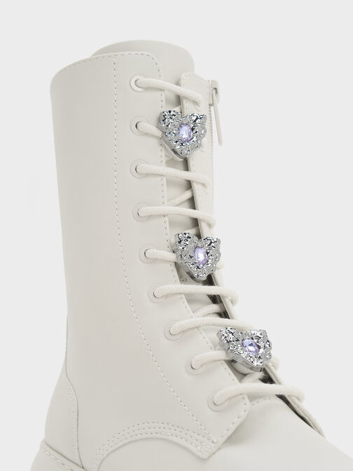 Heart-Embellished Lace-Up Platform Boots, Chalk, hi-res