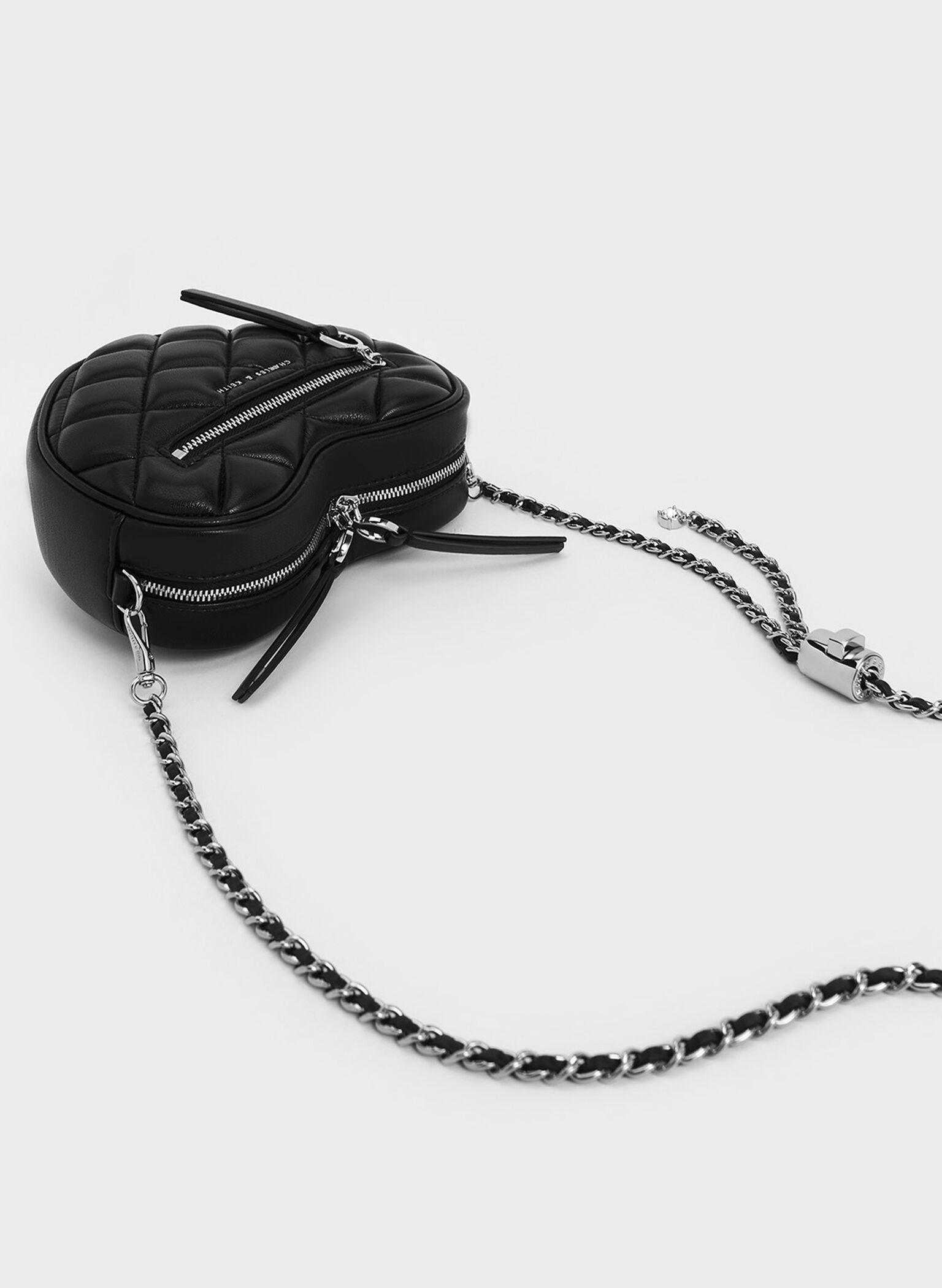 Philomena Quilted Heart Crossbody Bag, Noir, hi-res