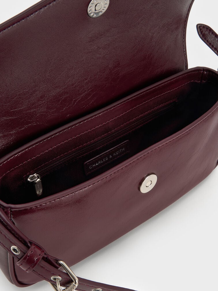 Blaise Belted Shoulder Bag, Wineberry Red, hi-res