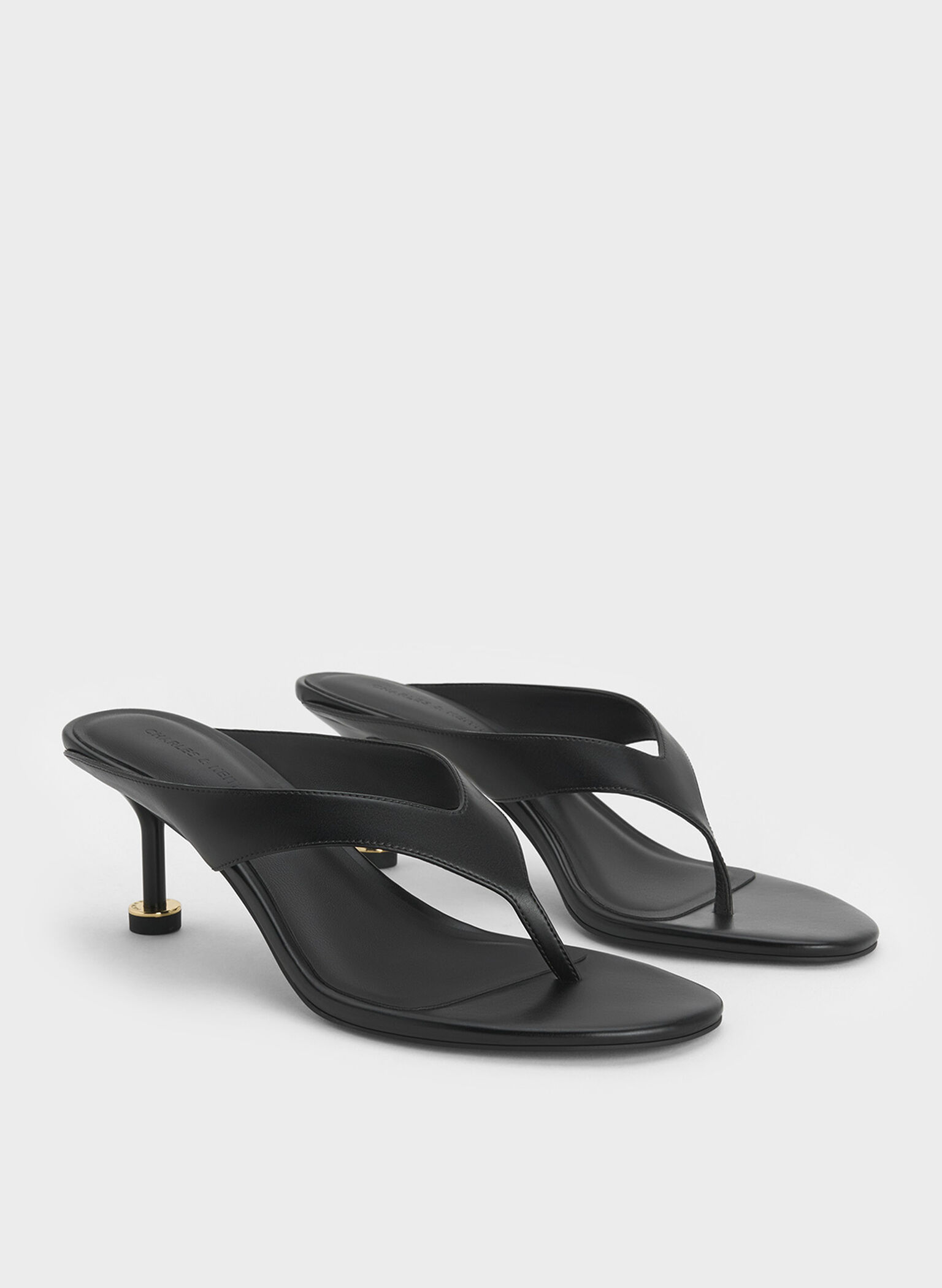 Wynn Sculptural-Heel Thong Sandals, Black, hi-res