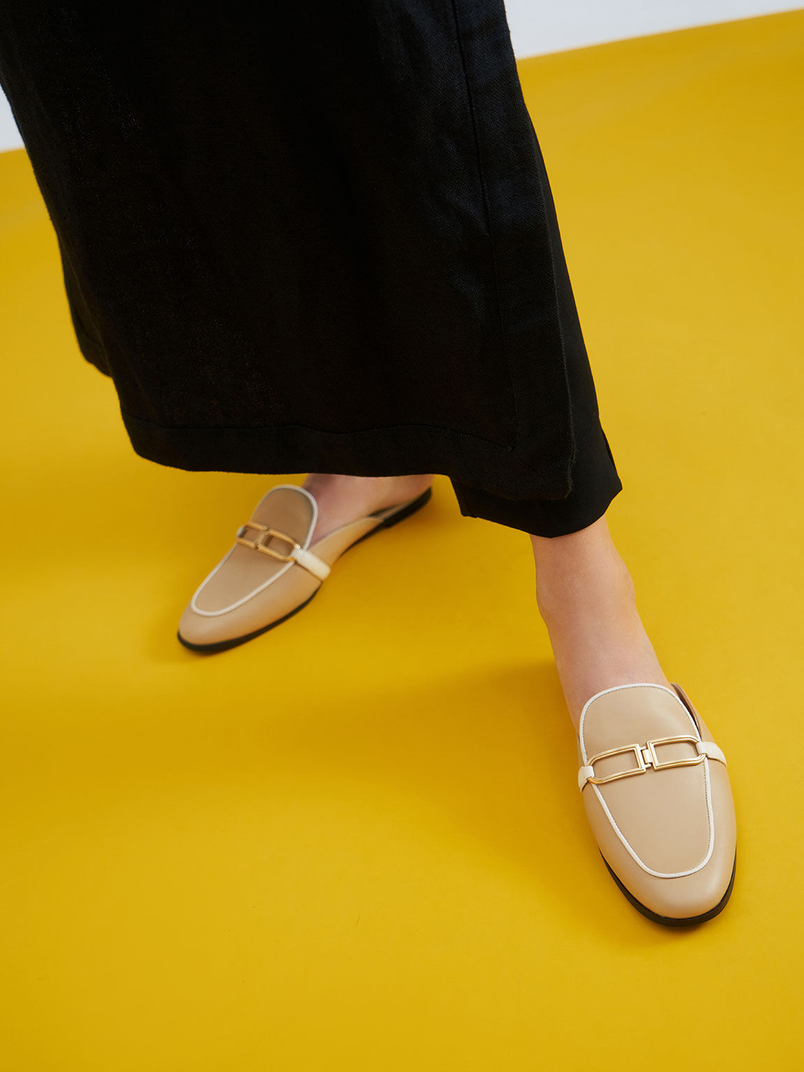 Beige sales mule flats