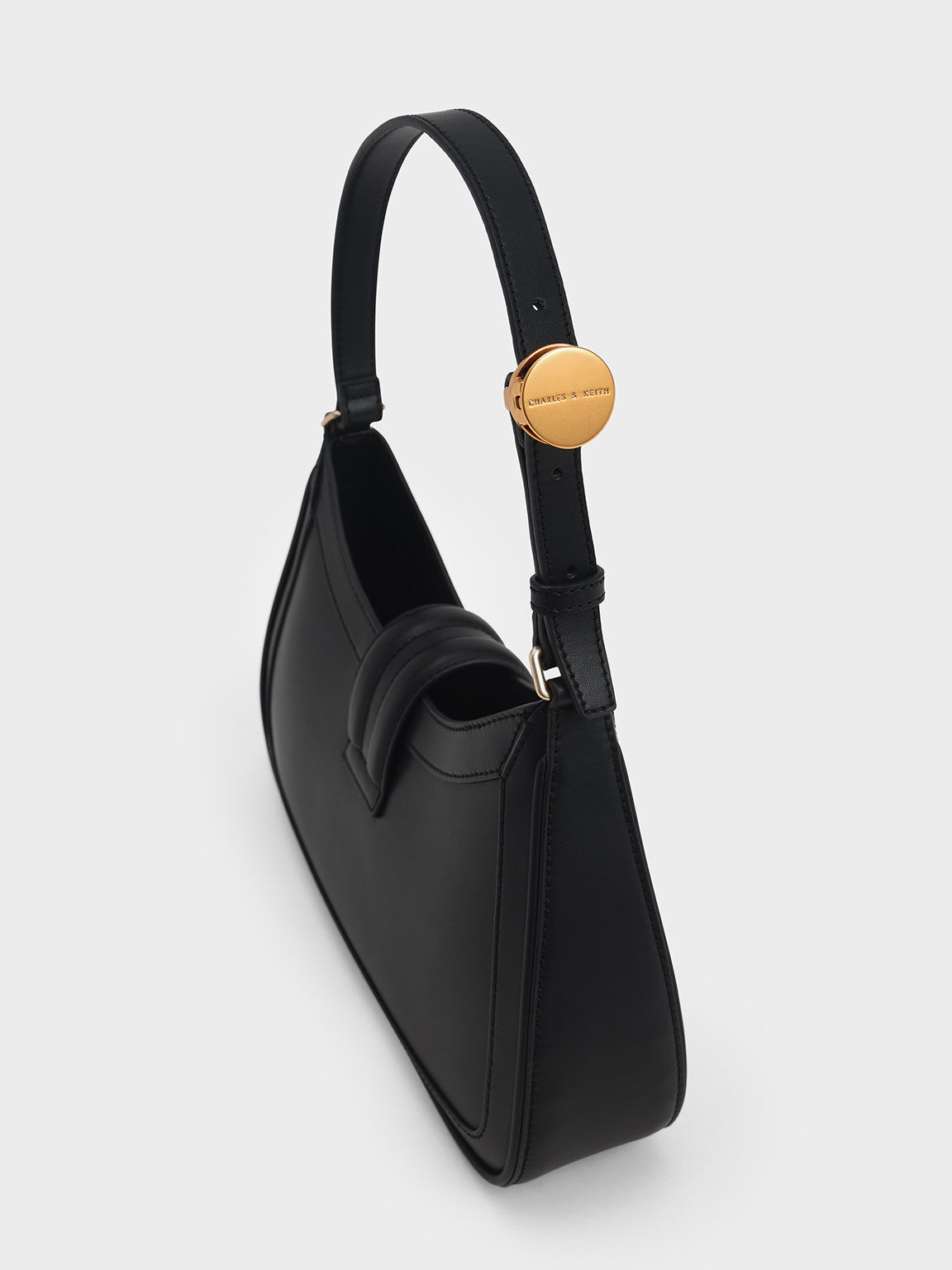 Ember Metallic Accent Hobo Shoulder Bag, Black, hi-res