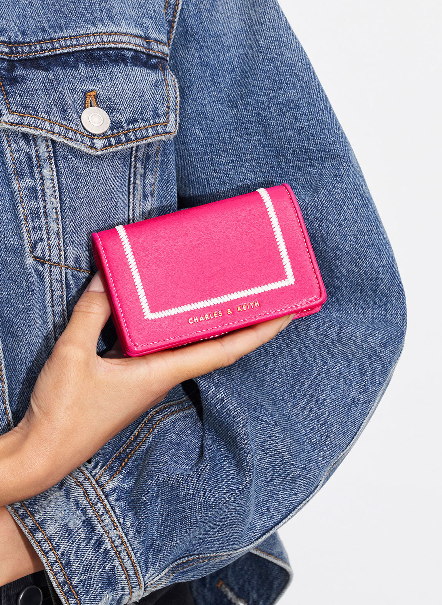 Astra Contrast Trim Wallet, Fuchsia, hi-res