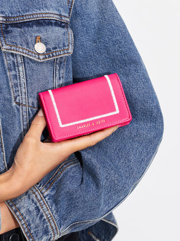 Astra Contrast Trim Wallet, Fuchsia, hi-res