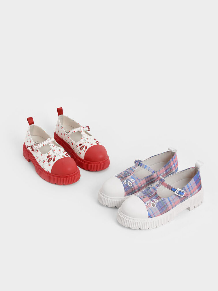 Girls' Cherry-Print Platform Mary Janes, Red, hi-res
