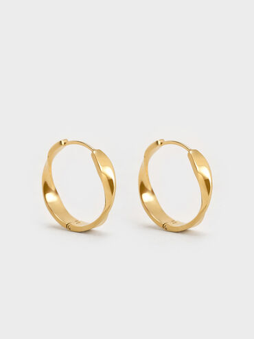 Lena Twist Hoop Earrings, Gold, hi-res