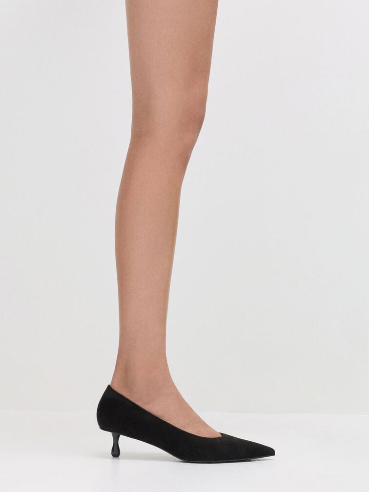 Ruthie Faux Suede Kitten Heels, Black Textured, hi-res