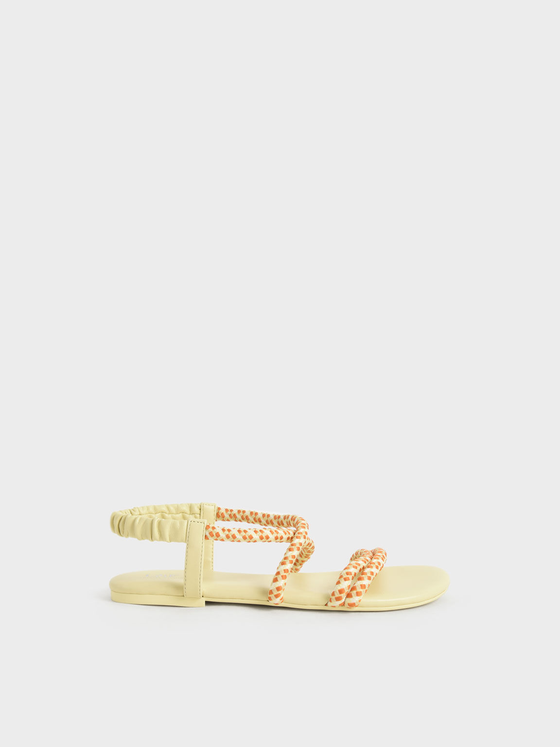 Girls' Printed-Rope Slingback Sandals, Yellow, hi-res