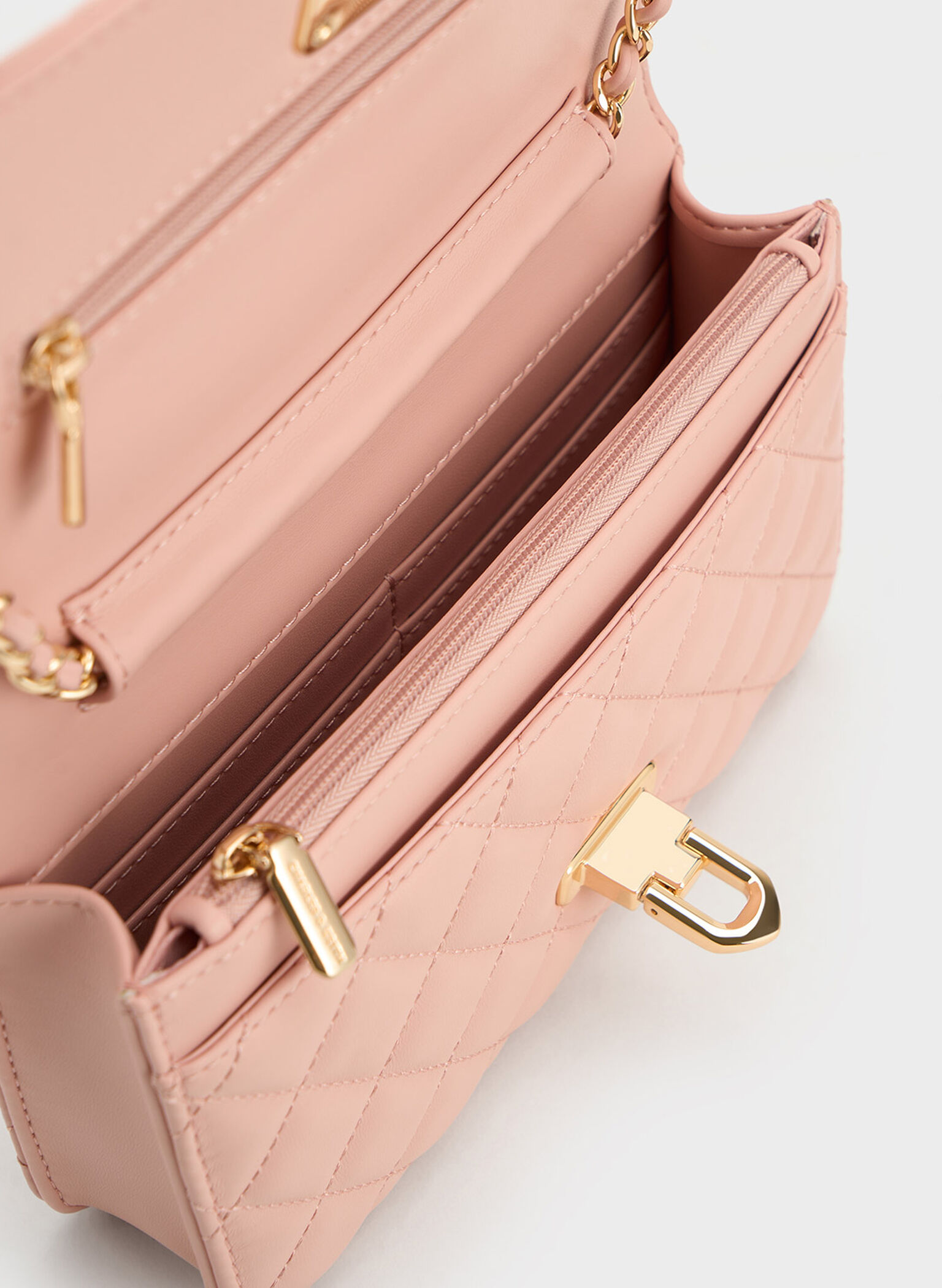 Cressida Quilted Push-Lock Clutch, Pink, hi-res