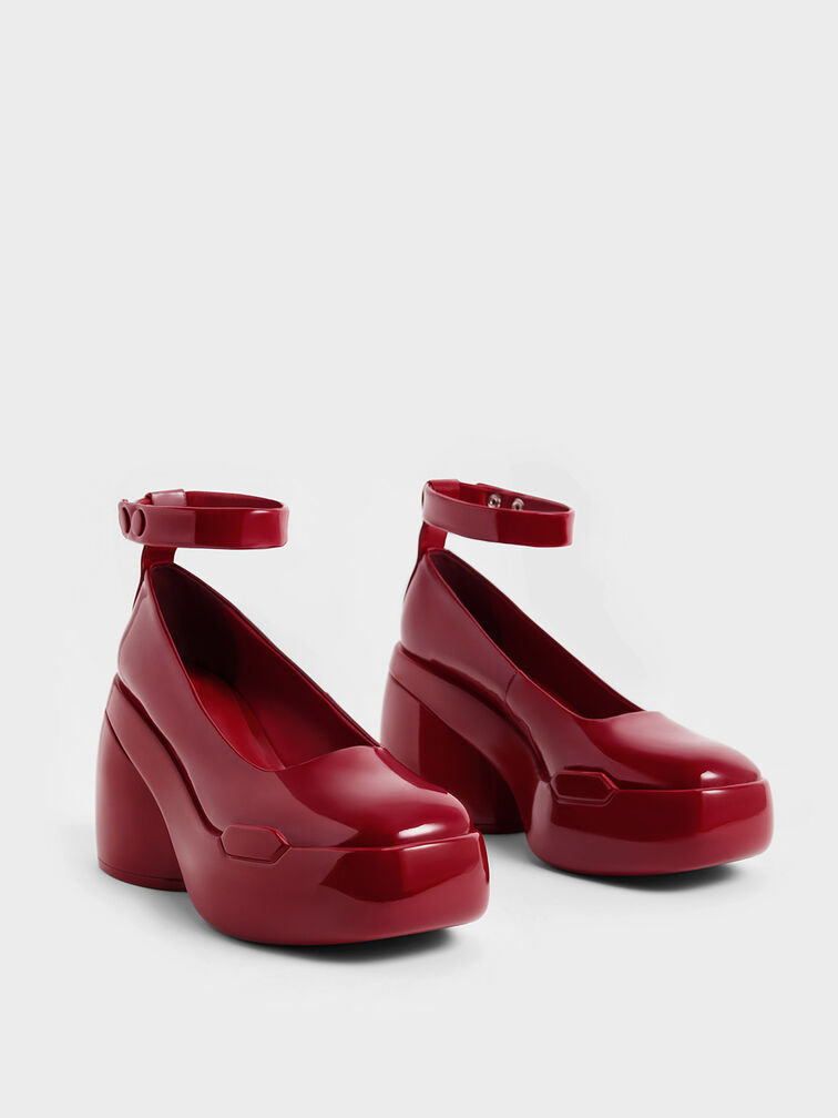 Lula Patent Chunky Heel Pumps, Red, hi-res
