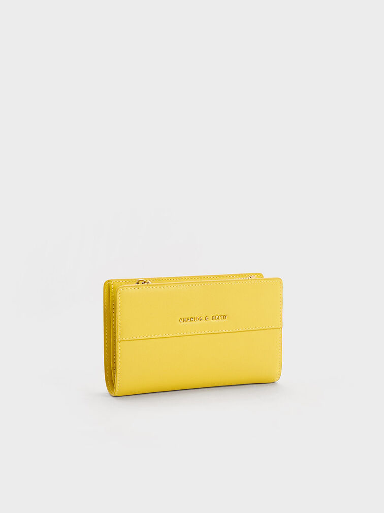 Snap Button Small Wallet, Yellow, hi-res