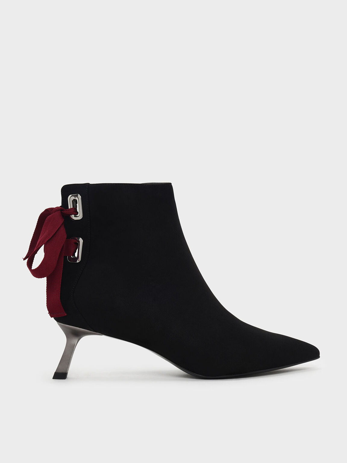 Slant Heel Ankle Boots, Black, hi-res