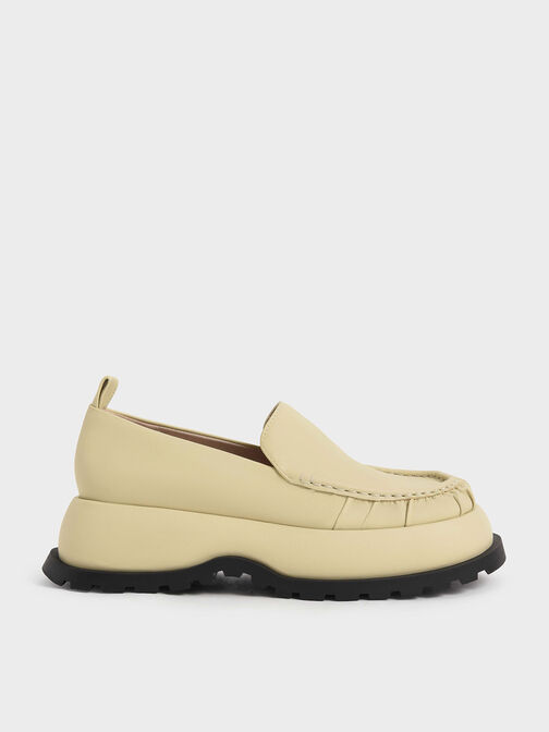 Astrid Ruched Platform Loafers, Yellow, hi-res