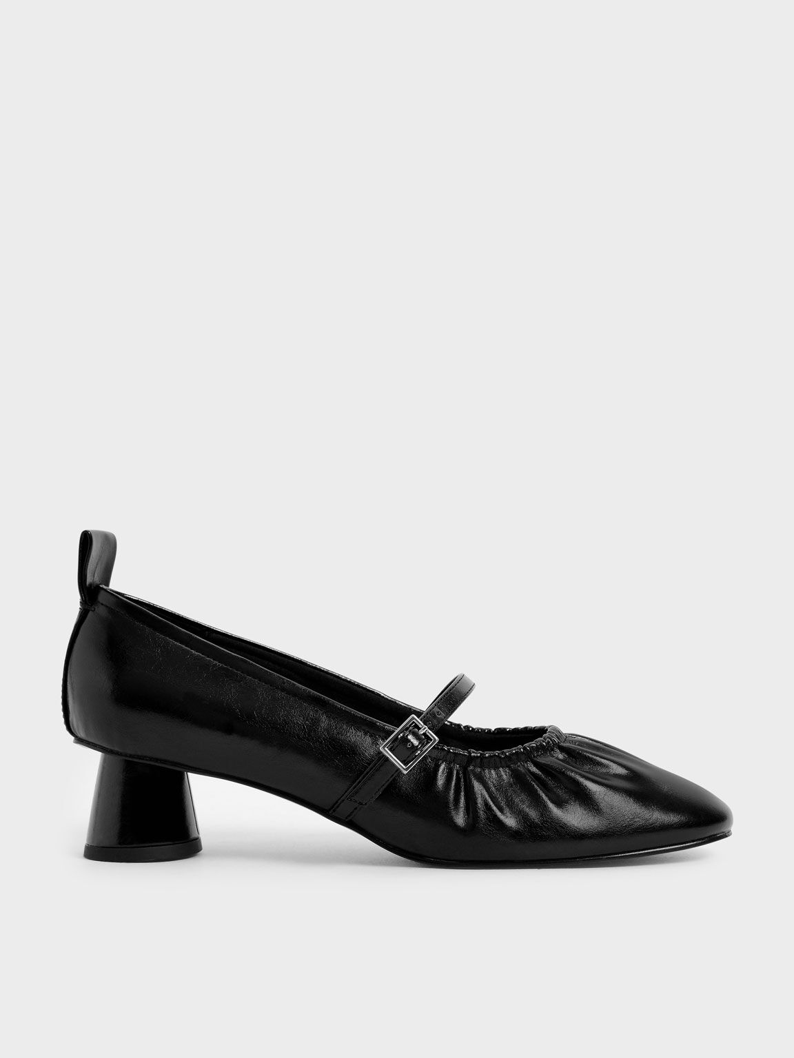 Ruched Mary Jane Pumps, Black, hi-res