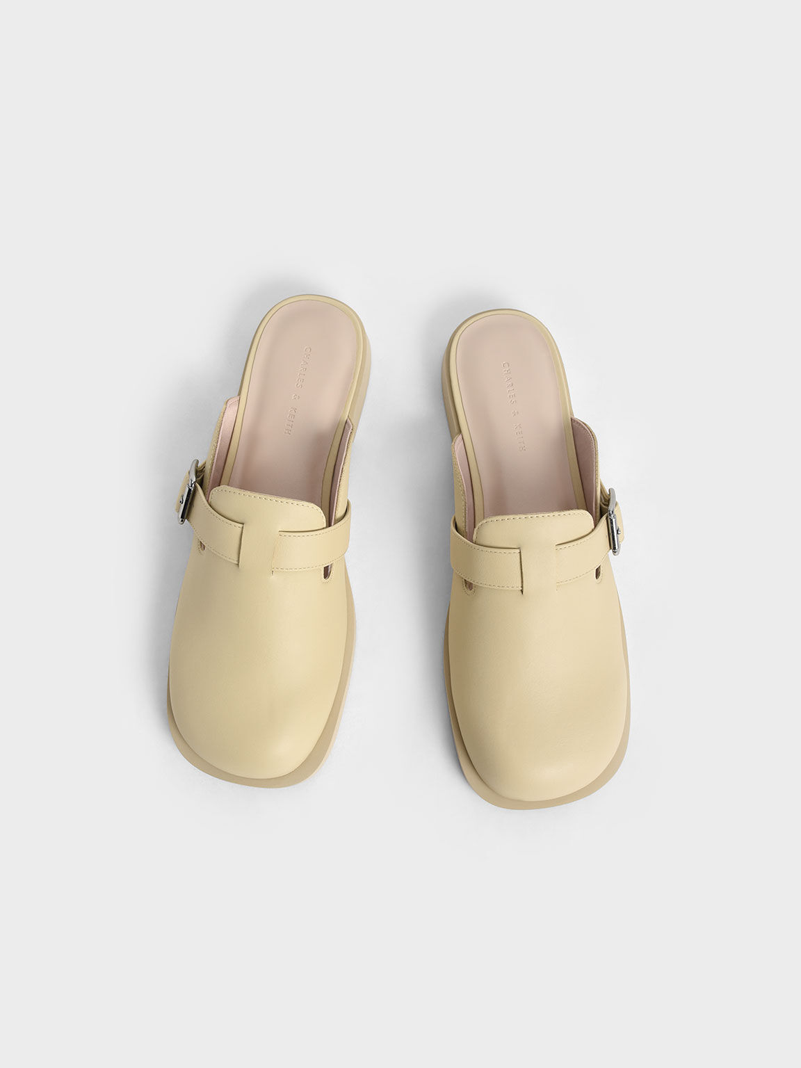 Buckled Round-Toe Loafer Mules, Yellow, hi-res