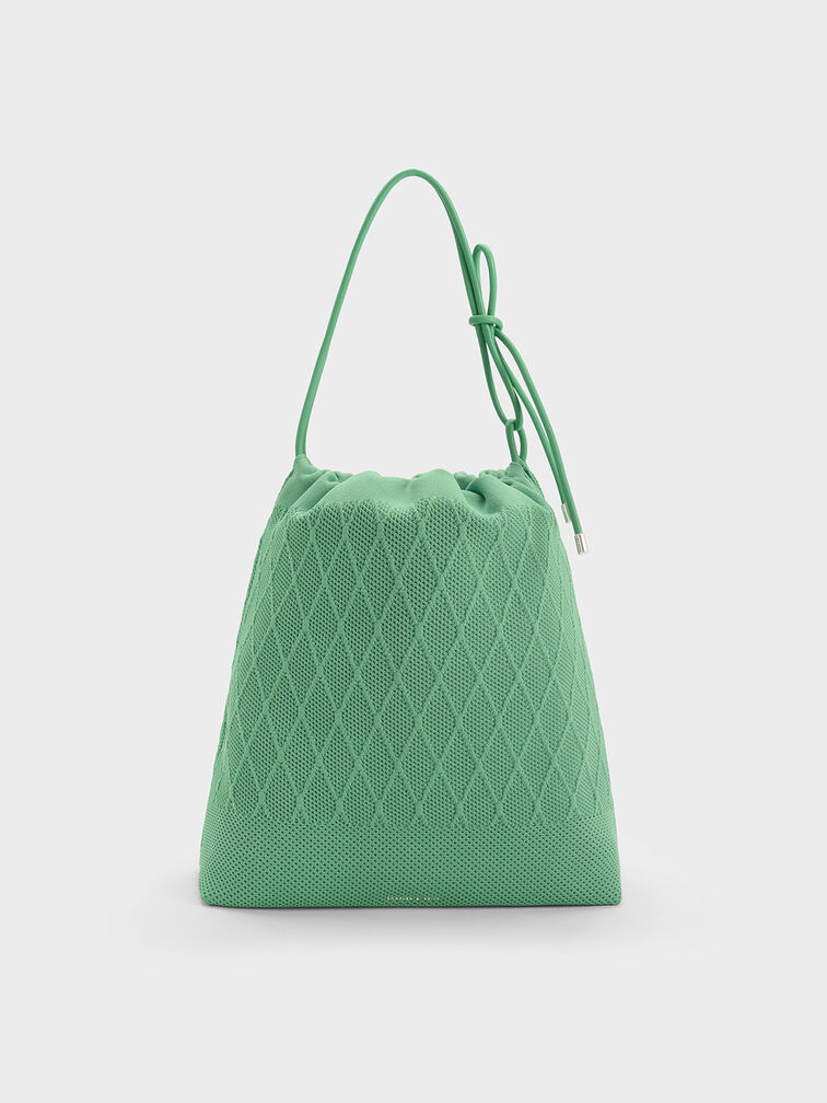 Genoa Bow-Tie Knitted Bag, Green, hi-res