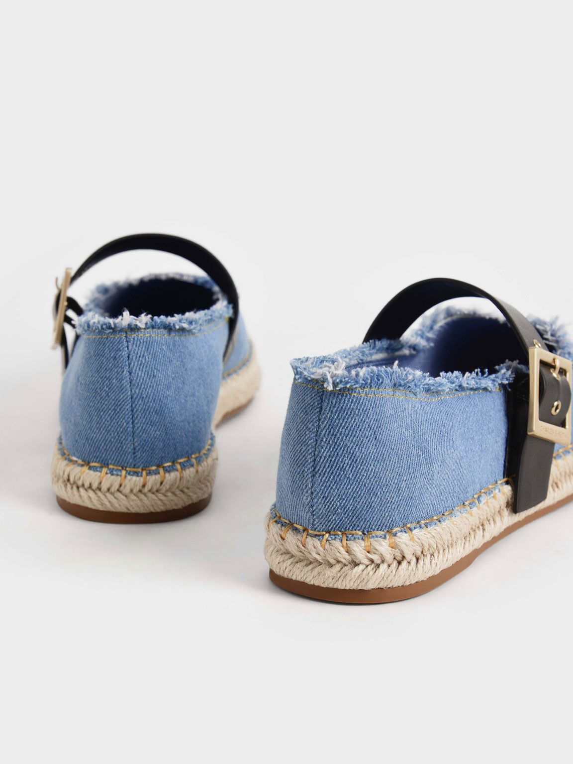 Buckled Denim Espadrille Flats Blue