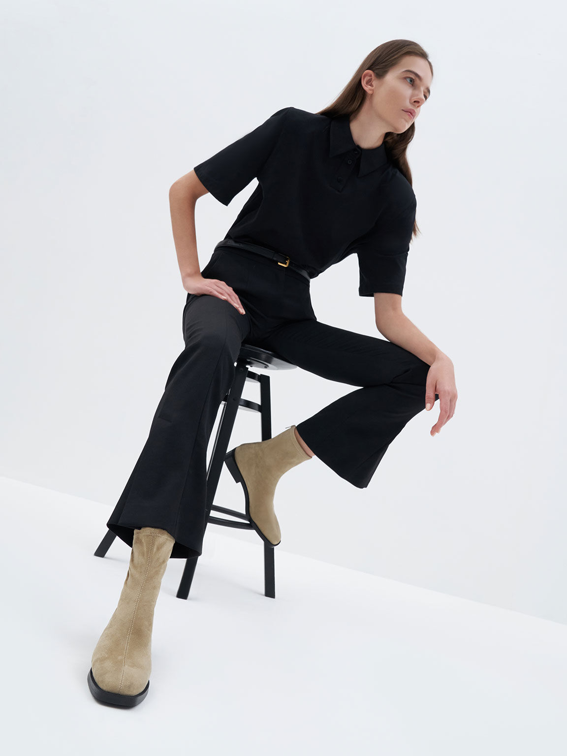 Textured Square Toe Zip-Up Ankle Boots, Taupe, hi-res