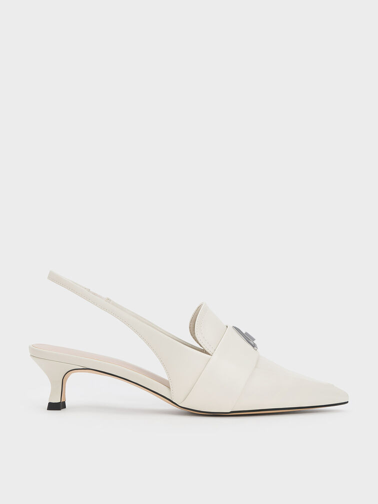 Trice Metallic Accent Pointed-Toe Slingback Pumps, Chalk, hi-res