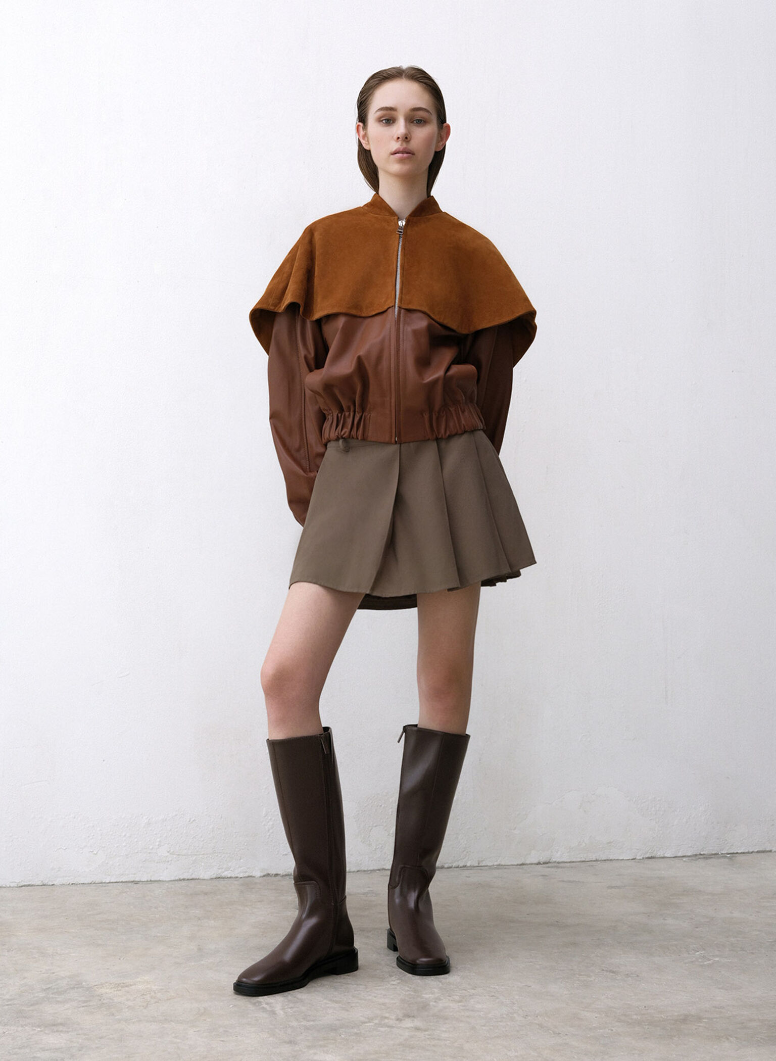 Side-Zip Knee-High Riding Boots, Brown, hi-res