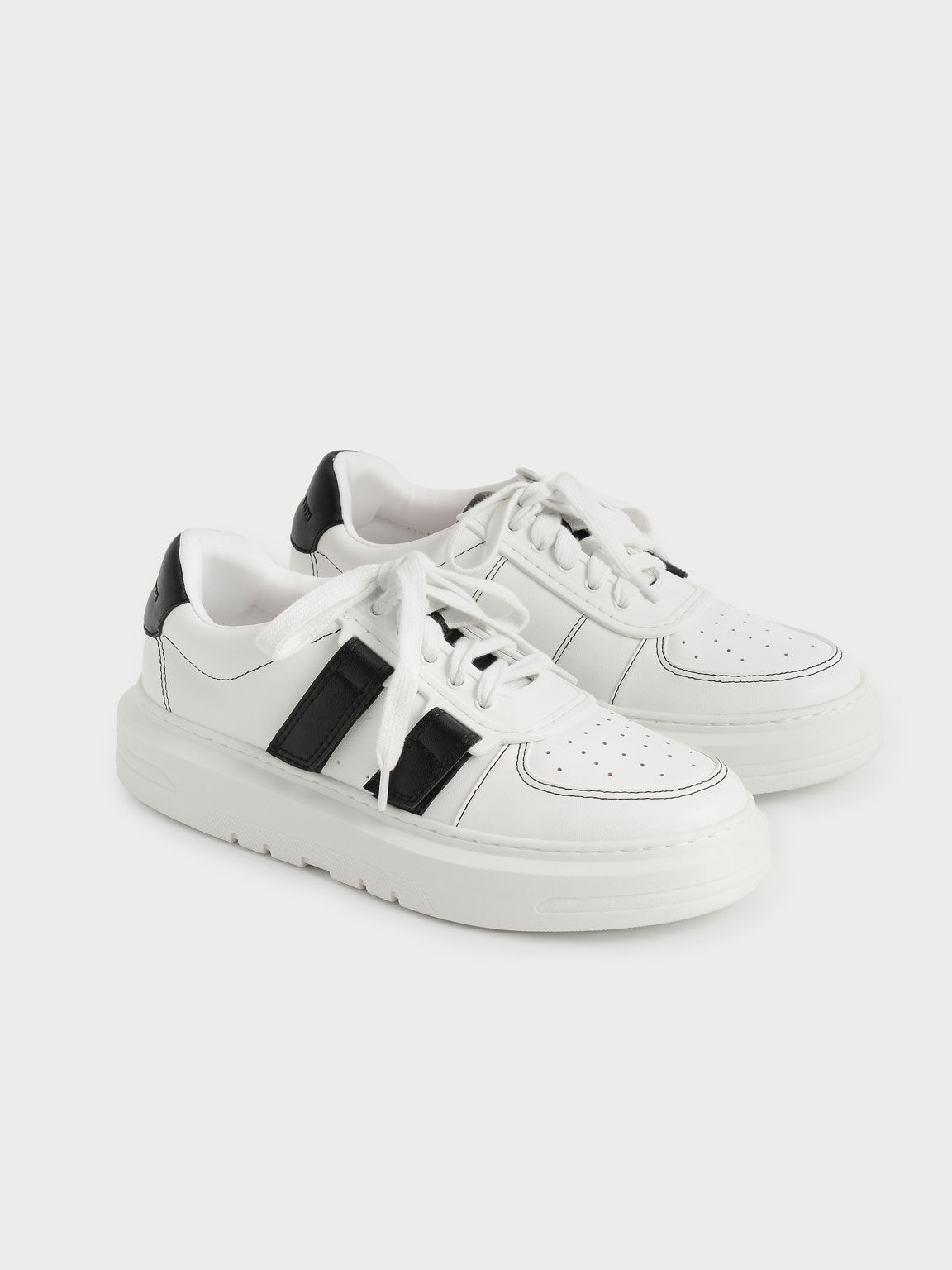 Lace-Up Velcro Sneakers, Black, hi-res