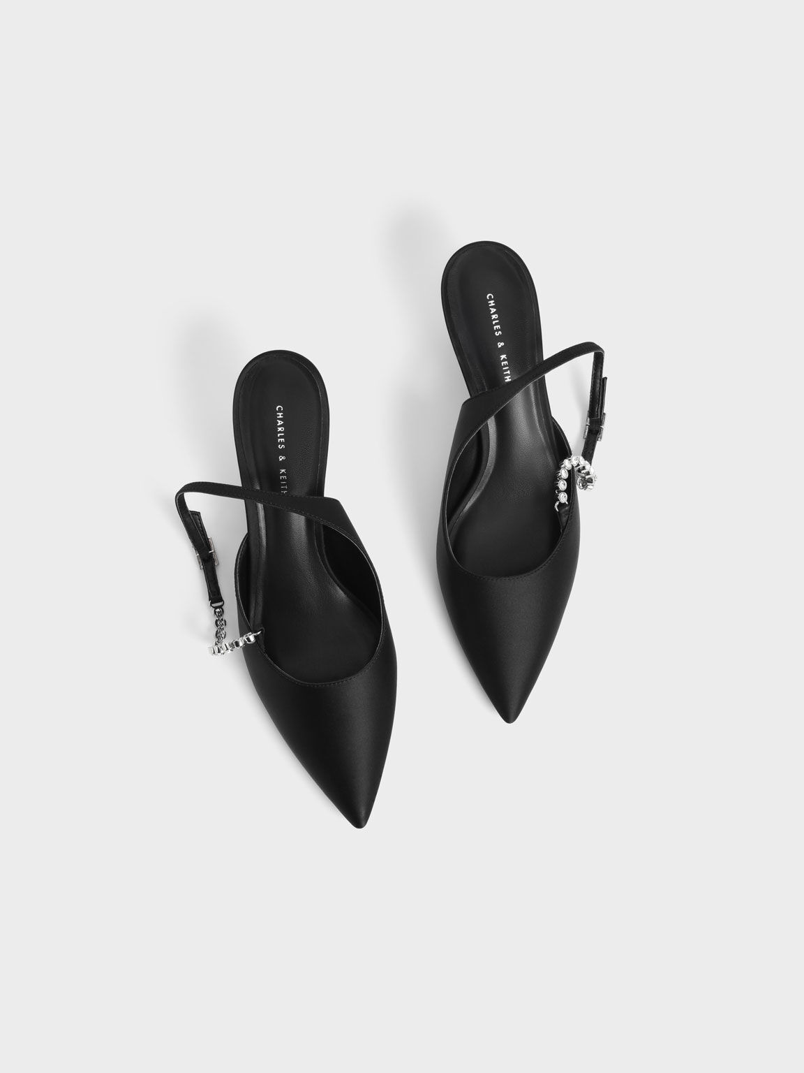 環保材質鑽飾細跟鞋, 黑色, hi-res