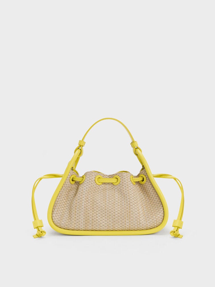 Ashby Raffia Curved Handle Bag, Yellow, hi-res