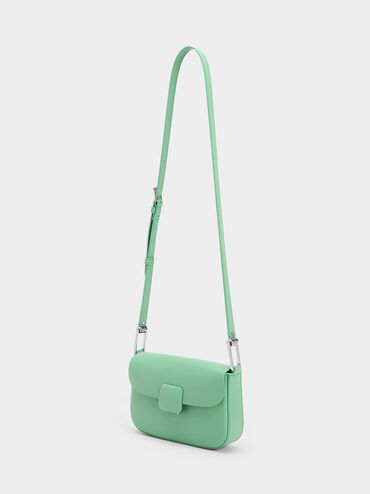 Koa Square Push-Lock Shoulder Bag, Green, hi-res