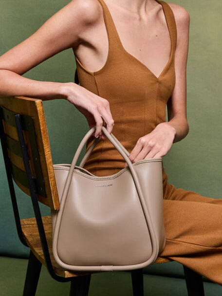 Mini Lyla Tubular Tote Bag, Taupe, hi-res