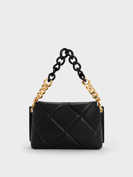 Danika Chunky Chain Padded Bag, Black, hi-res