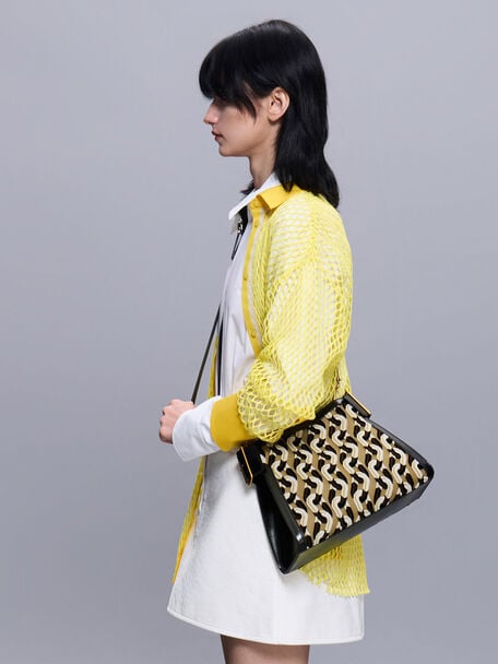 Lexie Side-Buckle Printed Shoulder Bag, Multi, hi-res