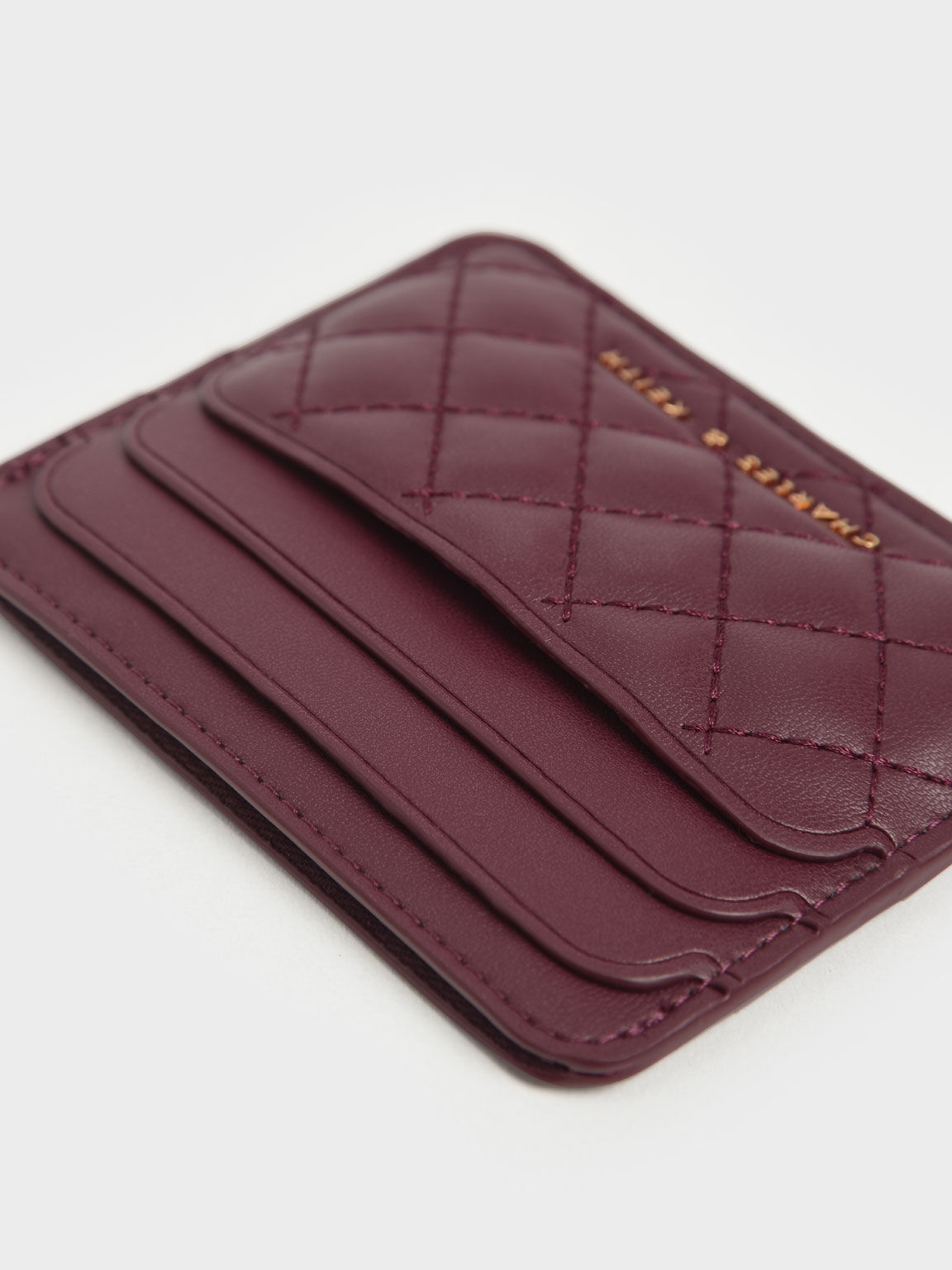 Cleo Quilted Card Holder, Burgundy, hi-res