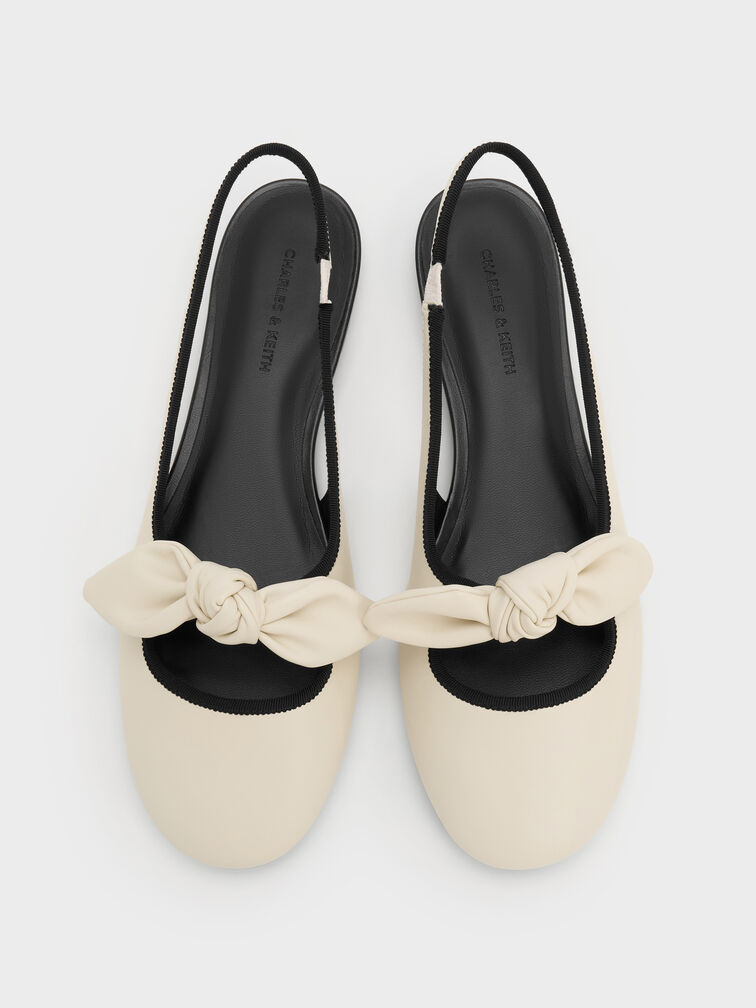 Knotted Bow Slingback Flats, Chalk, hi-res
