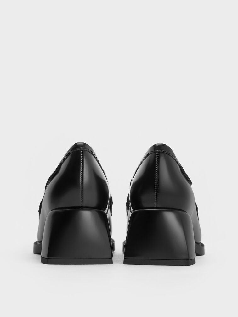Mocasines Penny con tacón trapezoidal, Negro pulido, hi-res