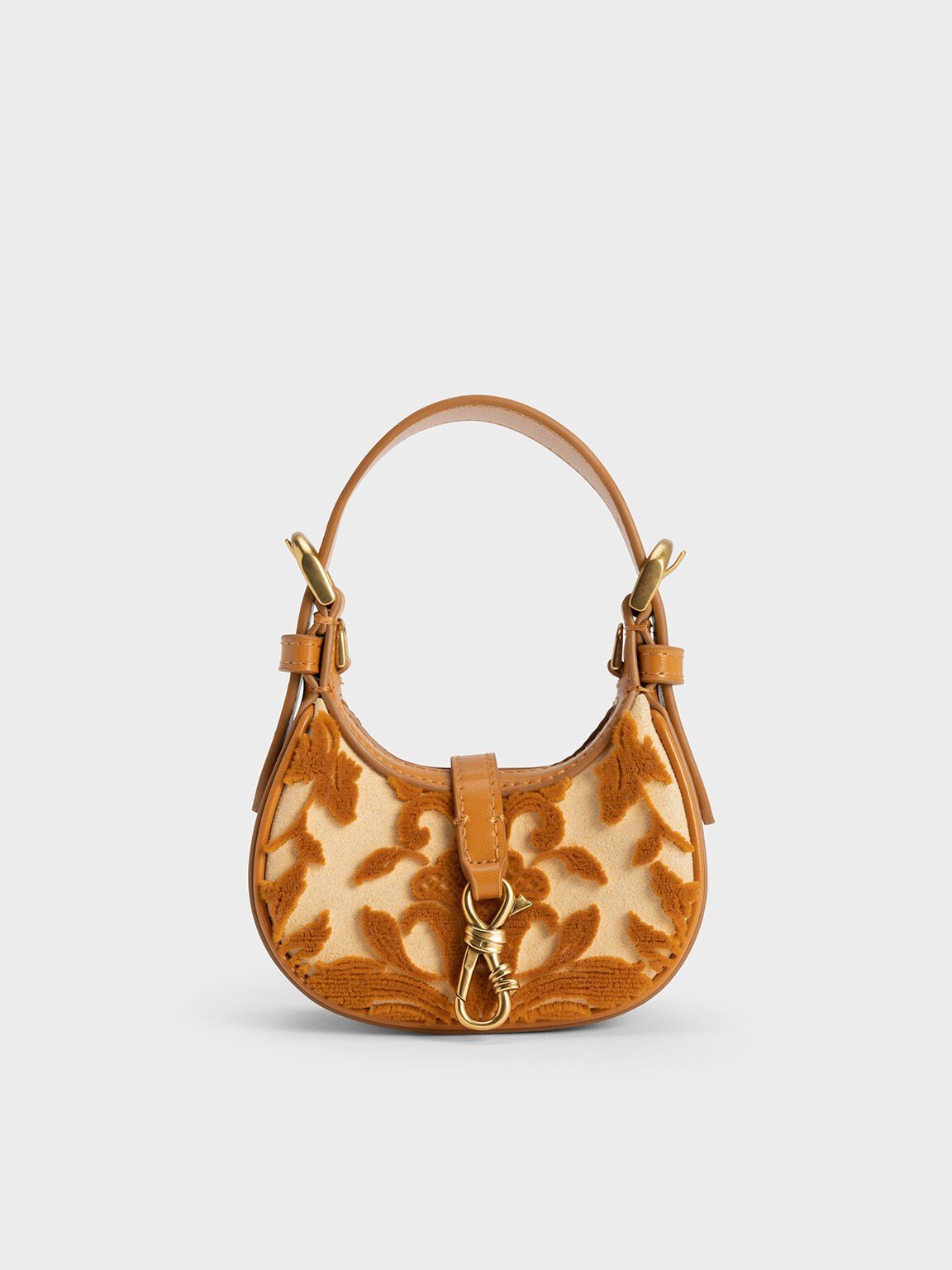Bolso Micro Thessaly con Detalles Florales, Beige, hi-res